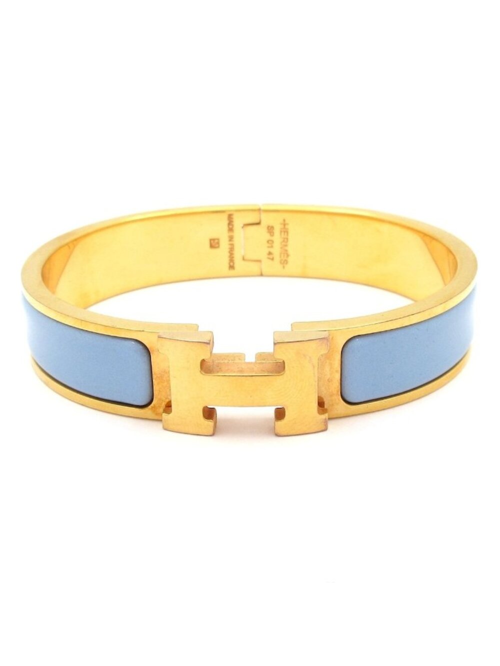 Hermes Bangle Clic Clac Gold Light Blue Bracelet